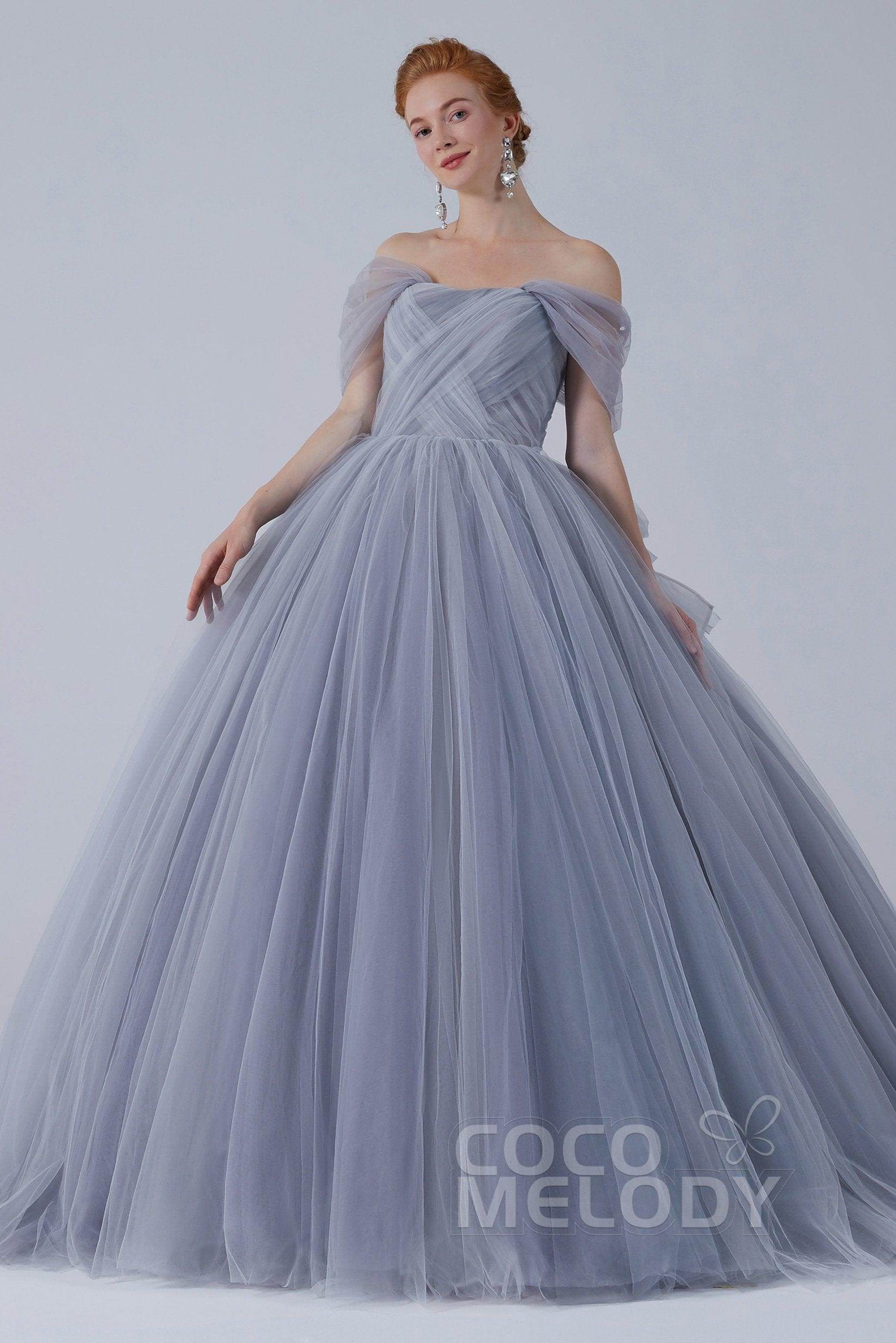 Ball Gown Court Train Tulle Wedding Dress CW2103 - COCOMELODY